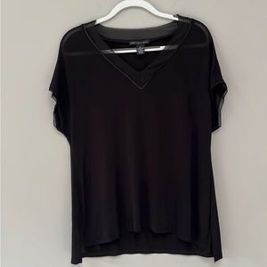 V- Neck Joan Vass Black Top Large